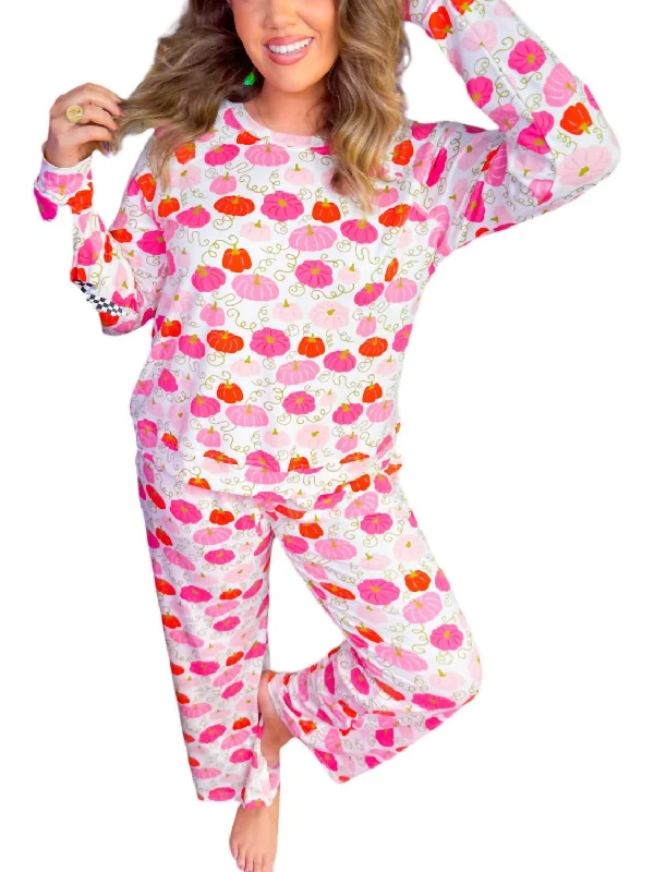 Women's Sweet Pumpkin Pajama's In Pumpkin Patch