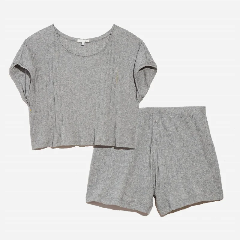 Rue Pj Set In Heather Grey