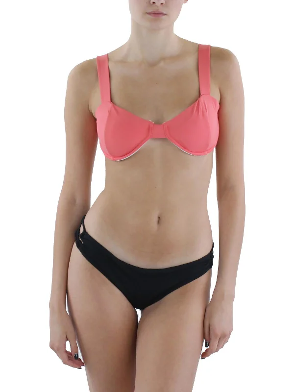 Womens Halter Solid Bikini Swim Top