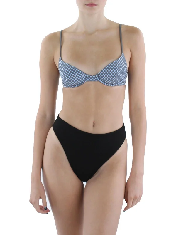 Womens Perforated Balconette Bikini Swim Top