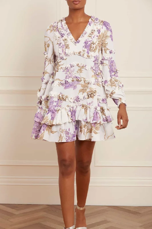 Wisteria Crepe V-Neck Micro Mini Dress