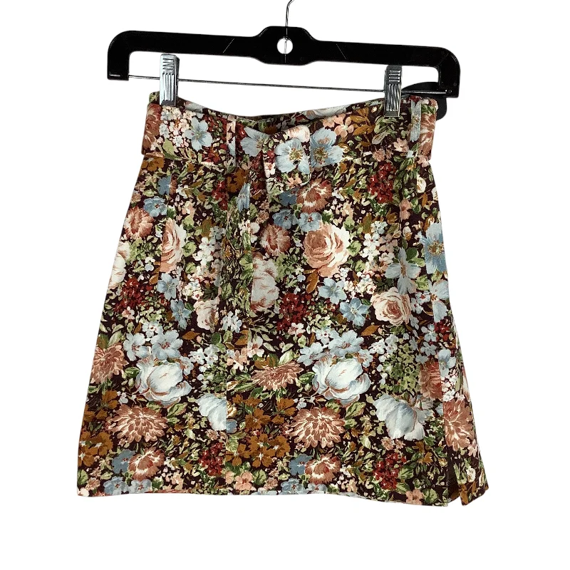 Skirt Mini & Short By Zara In Floral Print, Size: Xs