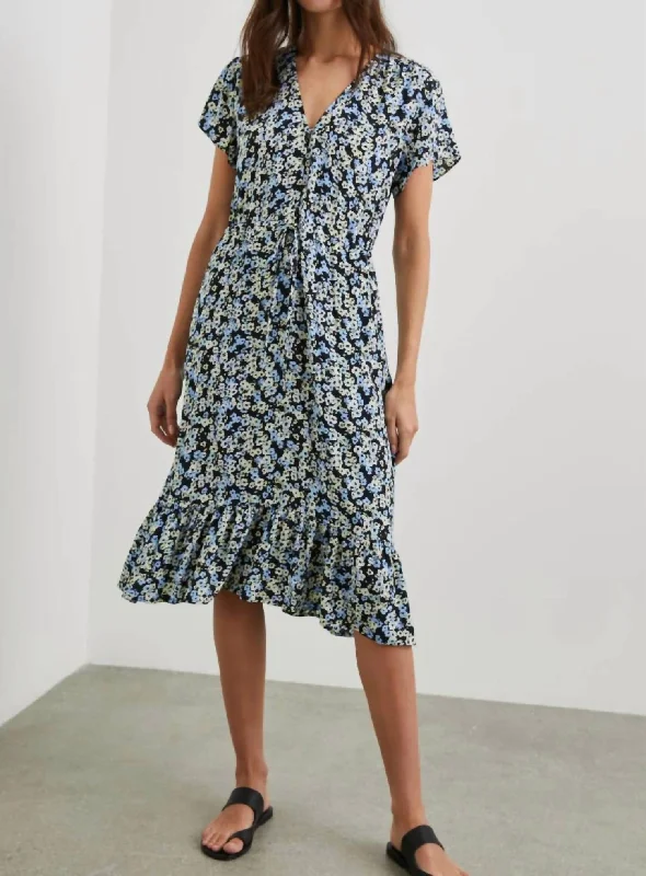 Kiki Midi Dress In Midnight Meadow Floral