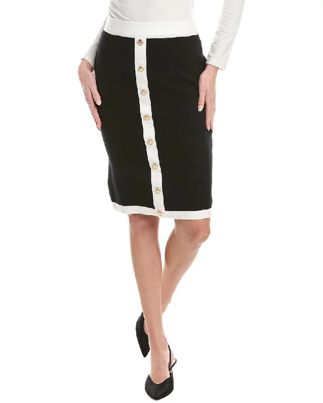 T Tahari Button Front Pull-On Skirt