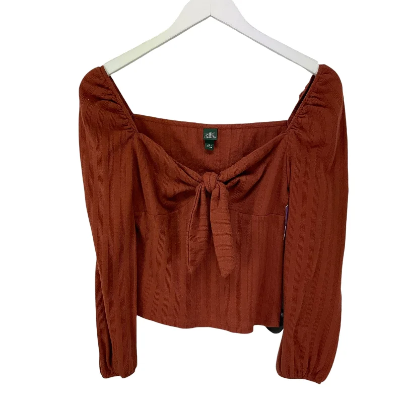 Top Long Sleeve Basic By Wild Fable In Orange, Size: M