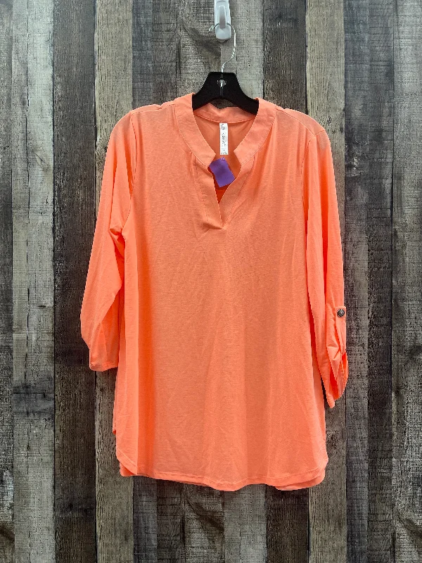 Top Long Sleeve By Cme In Orange, Size: M