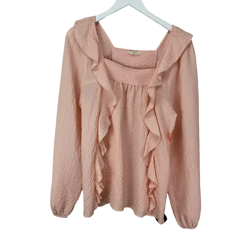 Top Long Sleeve By Entro In Peach, Size: M