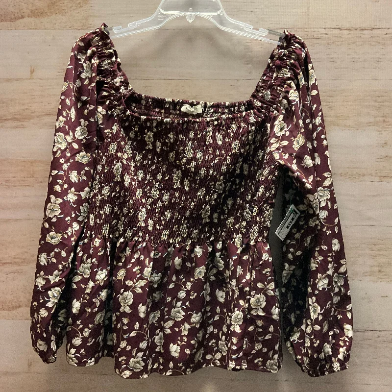 Top Long Sleeve By Kori America In Floral Print, Size: L