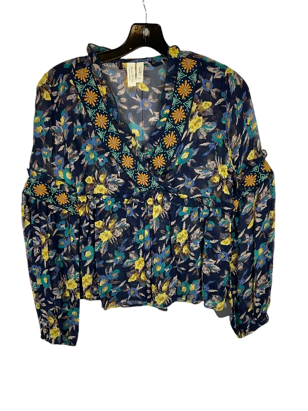 Top Long Sleeve By Meadow Rue In Blue, Size: Xxs