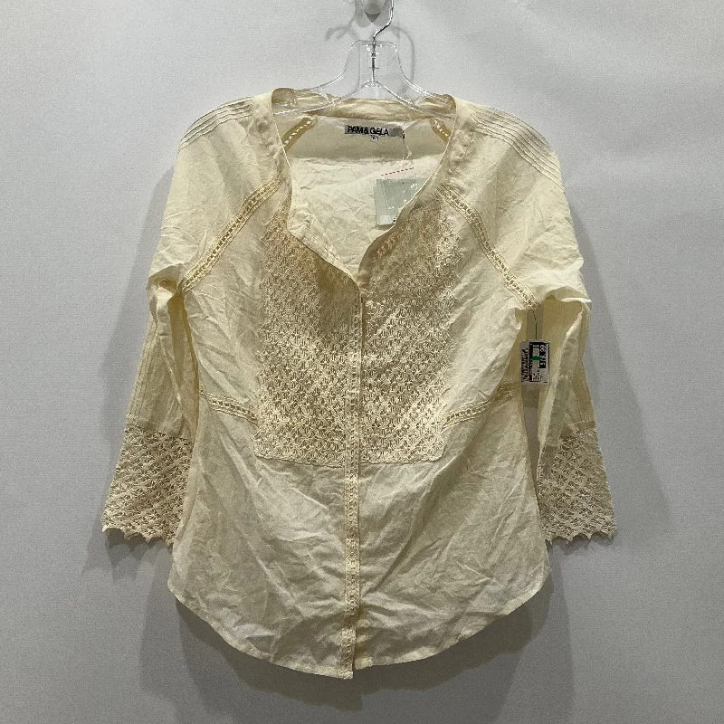 Top Long Sleeve By pam&gela In Cream, Size: S