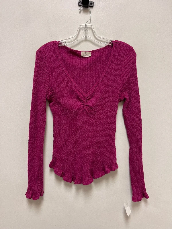 Top Long Sleeve By T.la In Pink, Size: L