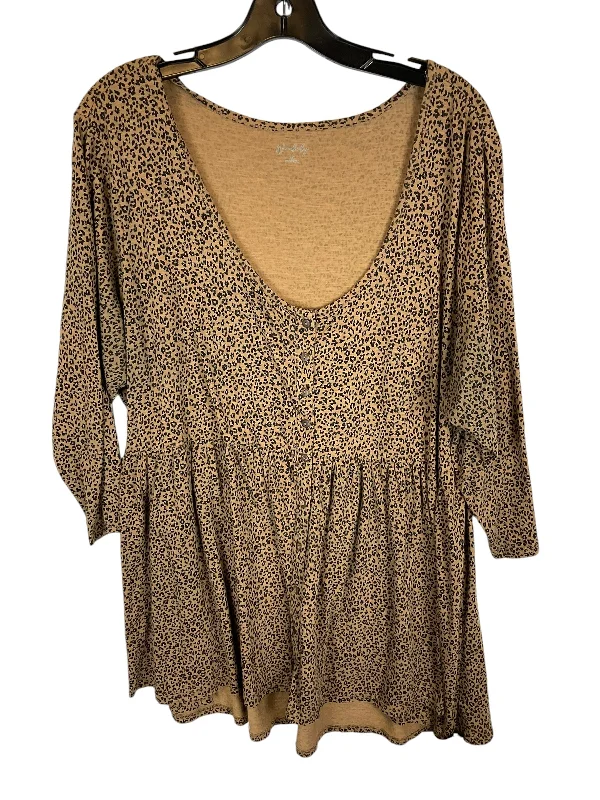 Top Long Sleeve By Wondery In Animal Print, Size: 2x